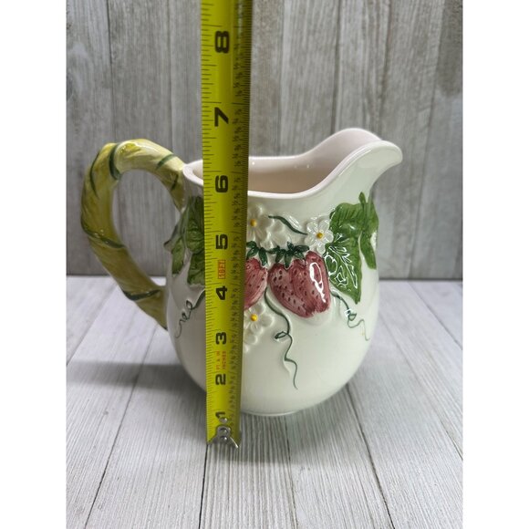 Vintage Neuwirth Pitcher Jug Porcelain Embossed Strawberry 6.5" Tall Portugal - Picture 4 of 7